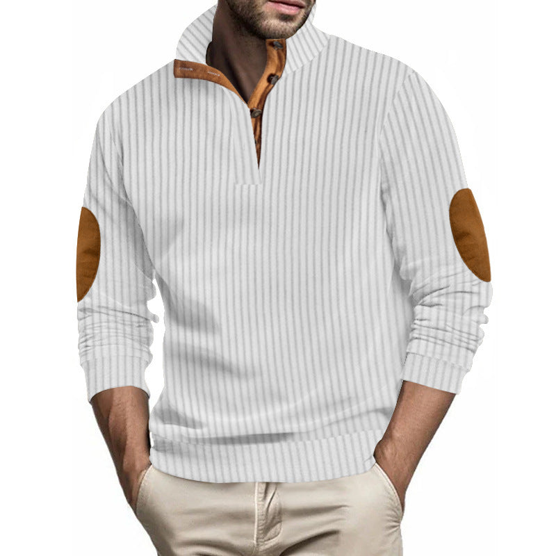 Men's quilted pullover with textured design and contrast patches Lisslune