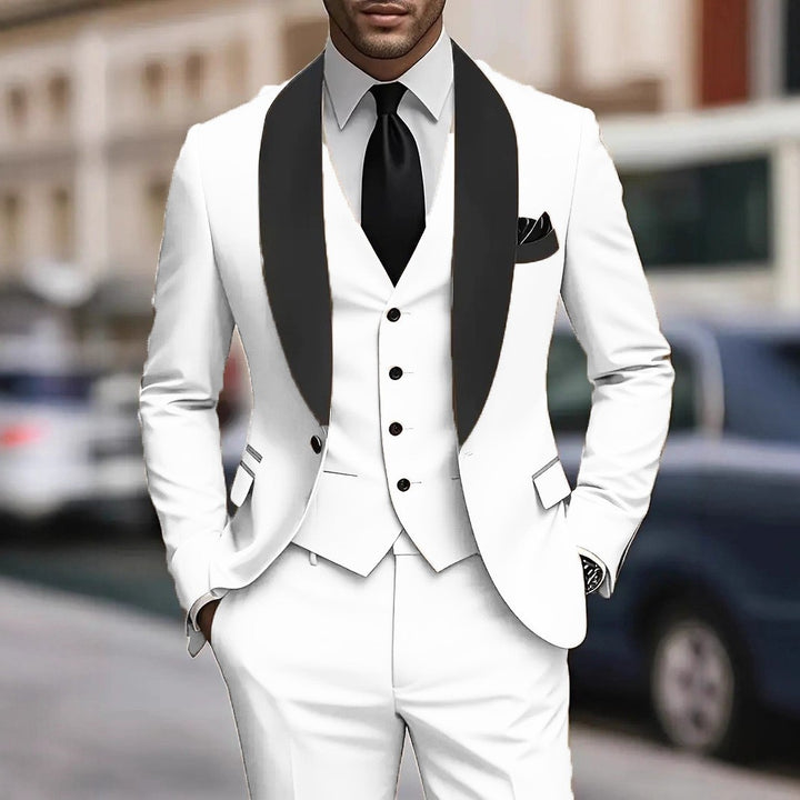Men's elegant suit with slim fit and luxurious satin lapel Lisslune