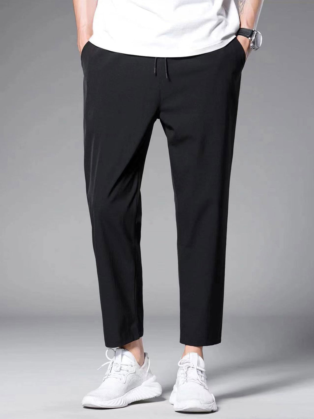 Men's Stylish Airy Leisure Pants with Elastic Waist and Practical Pockets Lisslune