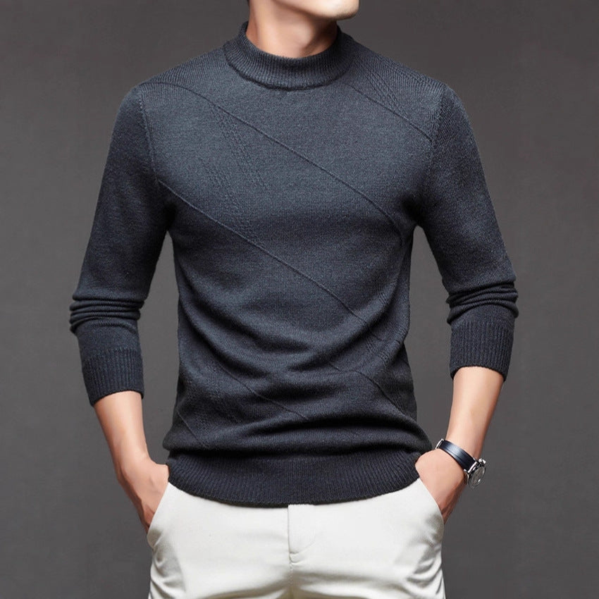 Men's elegant round neck pullover with textured design Lisslune