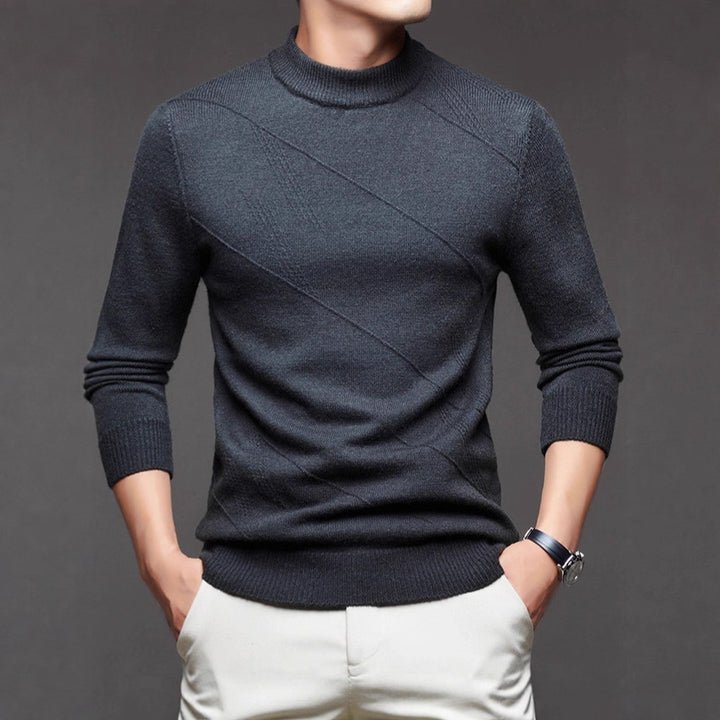 Men's elegant round neck pullover with textured design Lisslune