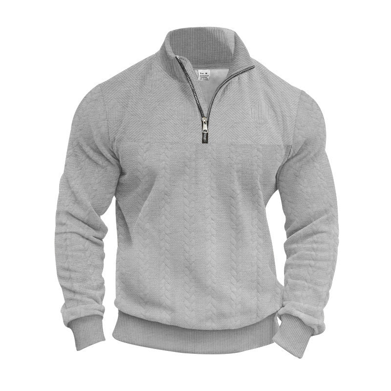 Men's fleece pullover with high collar and textured design Lisslune