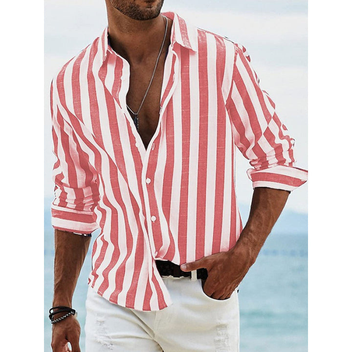 Men's striped long sleeve shirt made of lightweight linen Lisslune
