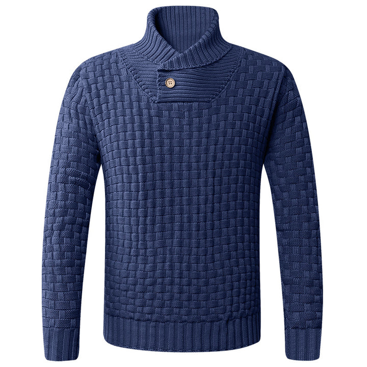 Men's knitted sweater with modern shawl collar and button details Lisslune