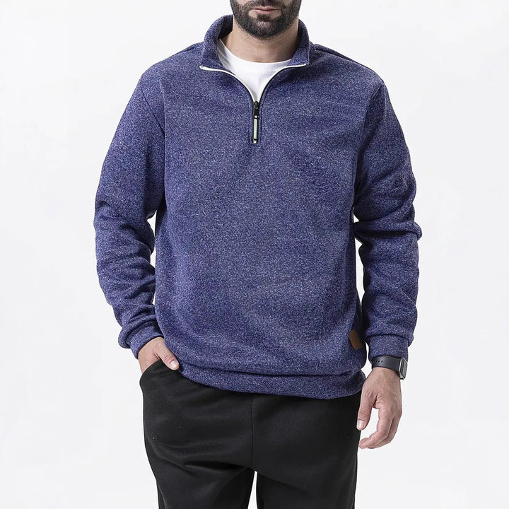 Men's fleece pullover with half zip and textured design Lisslune