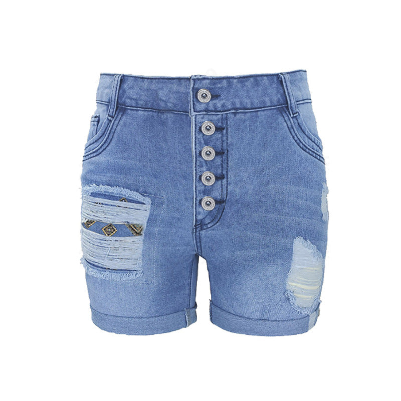 Ladies fashionable destroyed denim shorts Lisslune