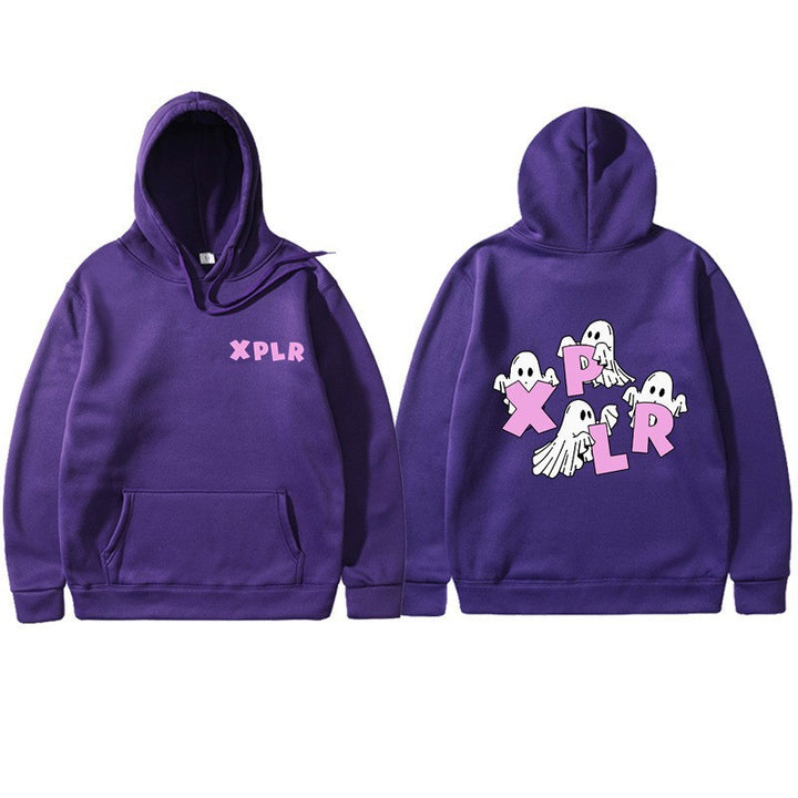 Women's hooded sweatshirt with creative ghost motif and kangaroo pocket Lisslune
