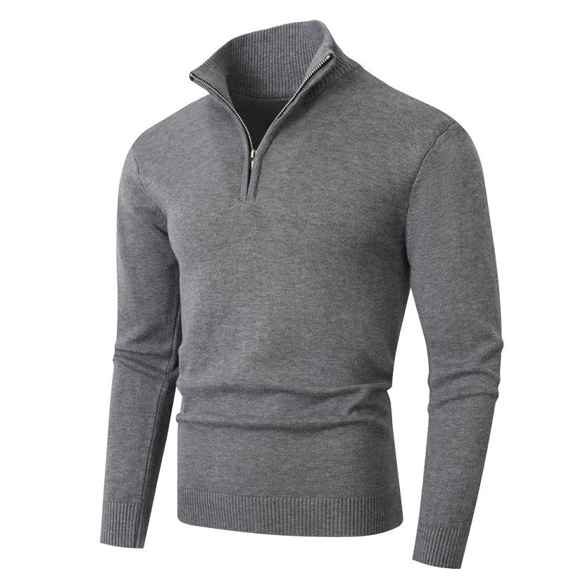 Men's knit sweater with modern standing collar and high-quality zipper Lisslune