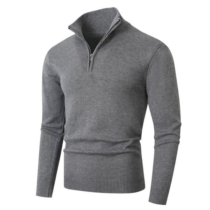 Men's knit sweater with modern standing collar and high-quality zipper Lisslune