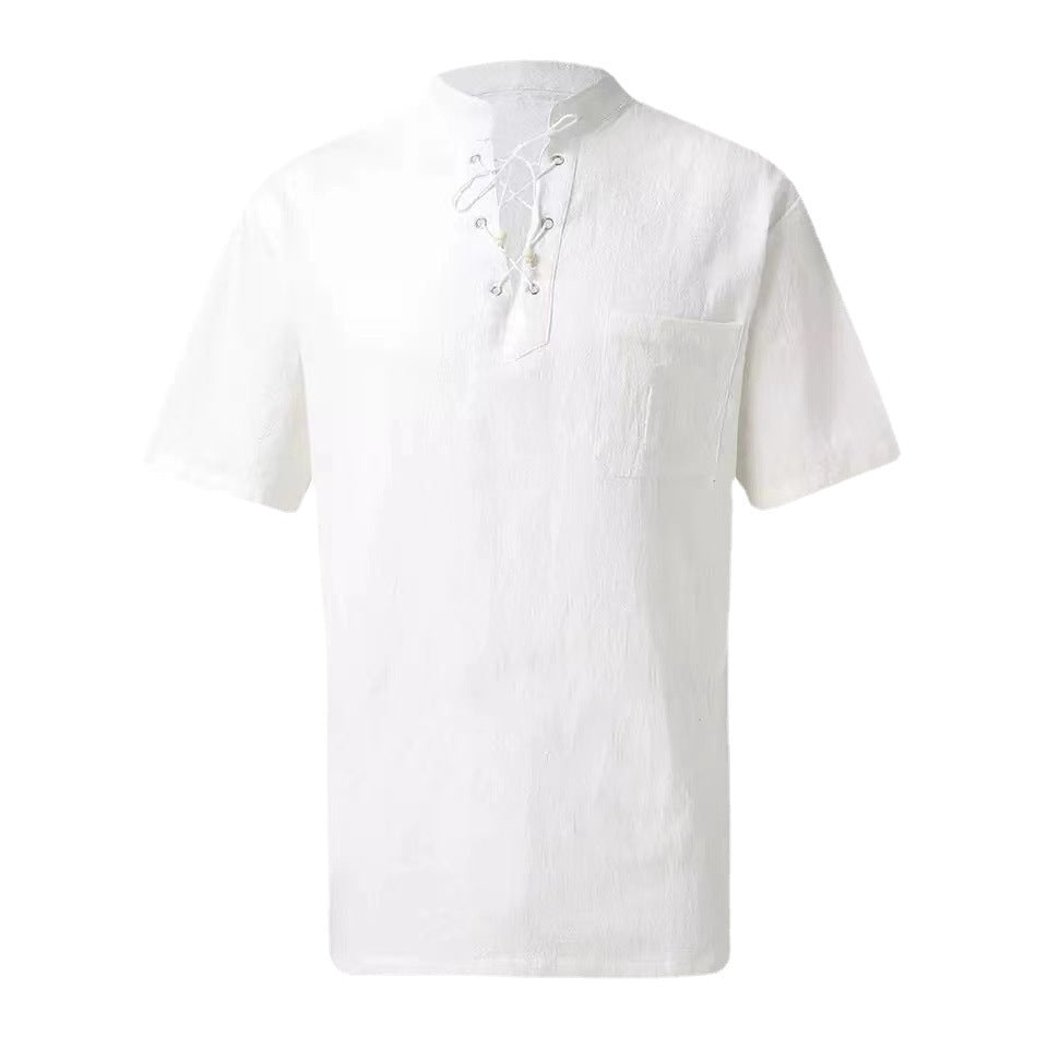 Men's lightweight top with modern lacing design and practical chest pocket Lisslune
