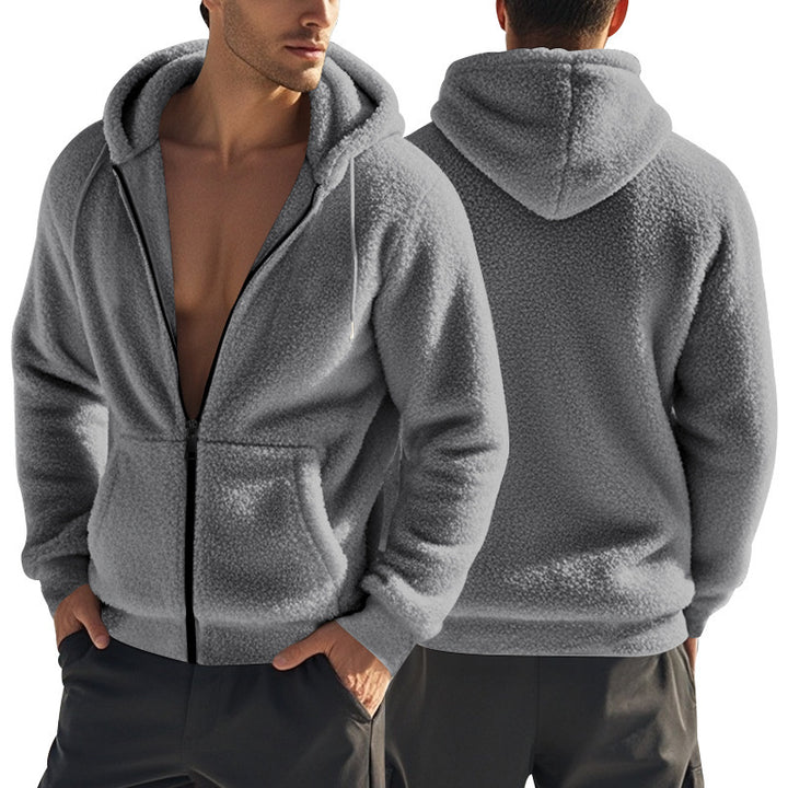 Men's Cozy Training Jacket with Hood and Soft Fleece Lining Lisslune