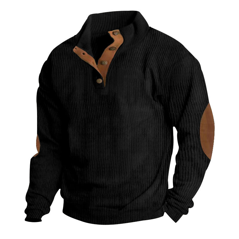 Men's Fashionable Sweater with Stand-Up Collar and Contrast Accents Lisslune