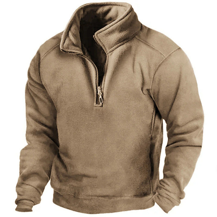 Men's fleece pullover with high collar and practical zipper Lisslune