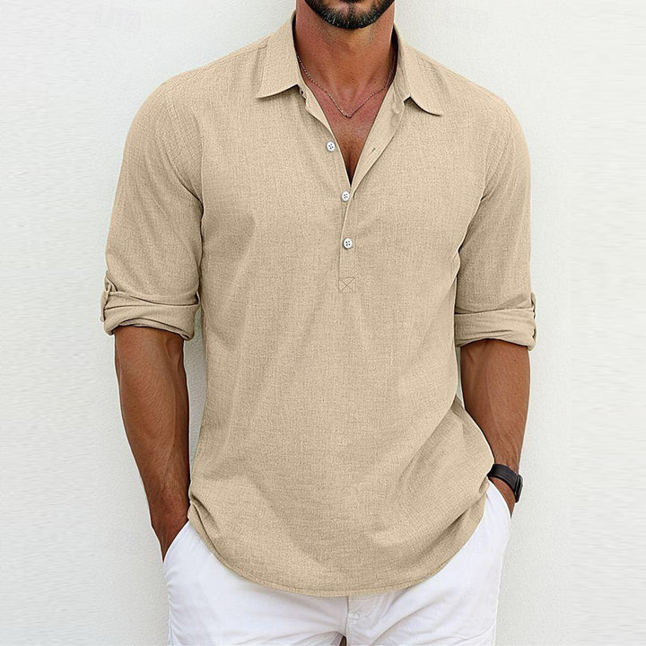 Men's stylish shirt with three-quarter sleeves and button placket Lisslune