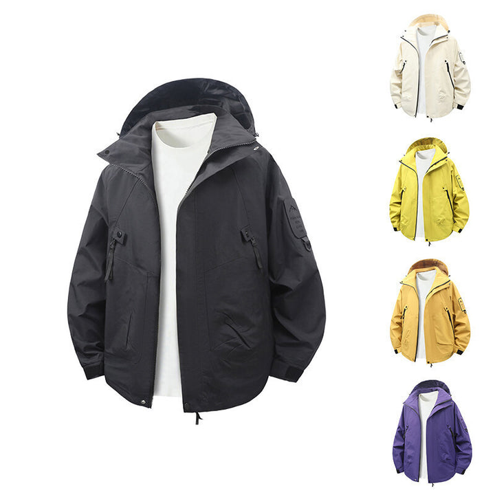 Men's functional and water-repellent outdoor jacket with adjustable hood collar Lisslune