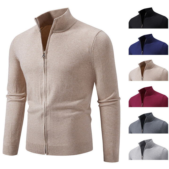 Men's cardigan with modern stand-up collar and functional zipper Lisslune