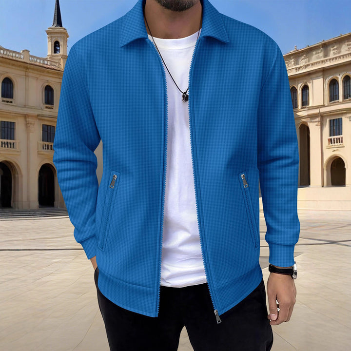 Men's modern leisure jacket with textured design and practical zip pockets Lisslune