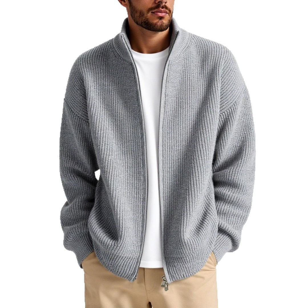 Men's cardigan with high collar and practical zipper Lisslune