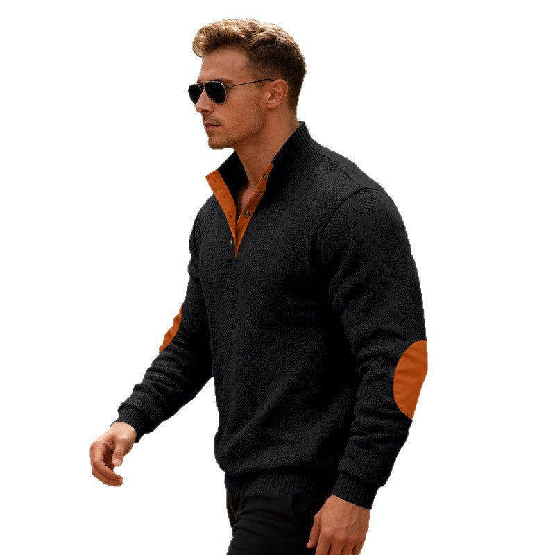 Men's knit sweater with modern collar and elegant contrast details Lisslune