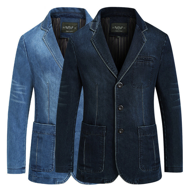 Men's Denim Blazer with Classic Pockets Lisslune