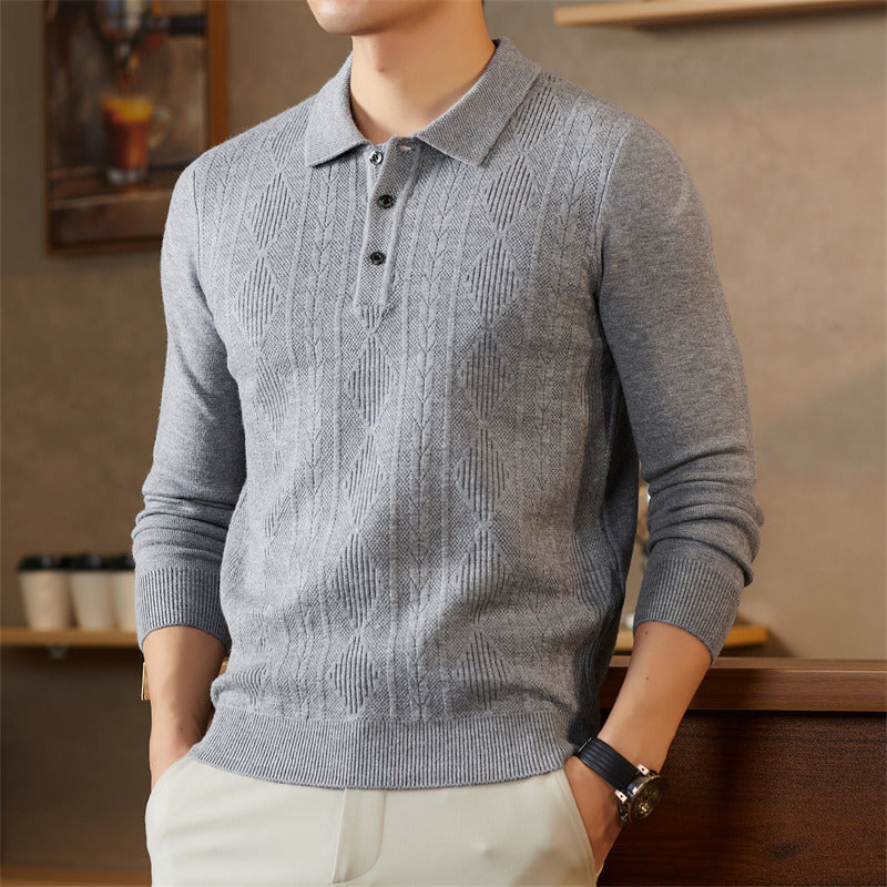 Men's Fashionable Knitted Sweater with Sophisticated Diamond Pattern Lisslune