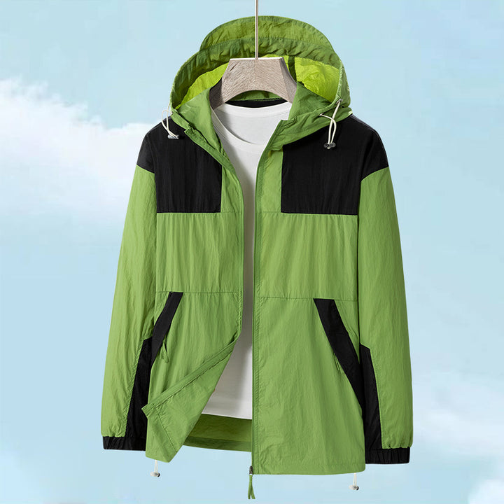 Men's Windbreaker Jacket with Adjustable Hood and Breathable Inserts Lisslune