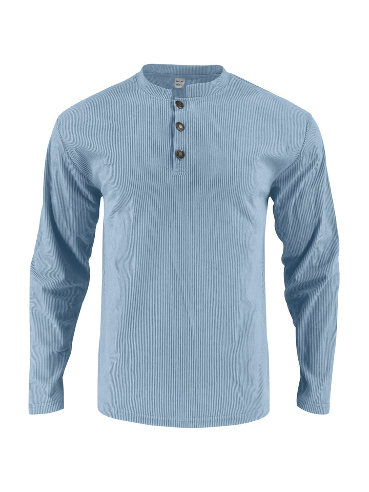 Men's long sleeve shirt with comfortable button placket and textured design Lisslune