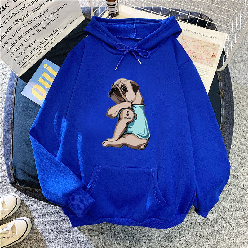 Women's hoodie with cute pug design Lisslune
