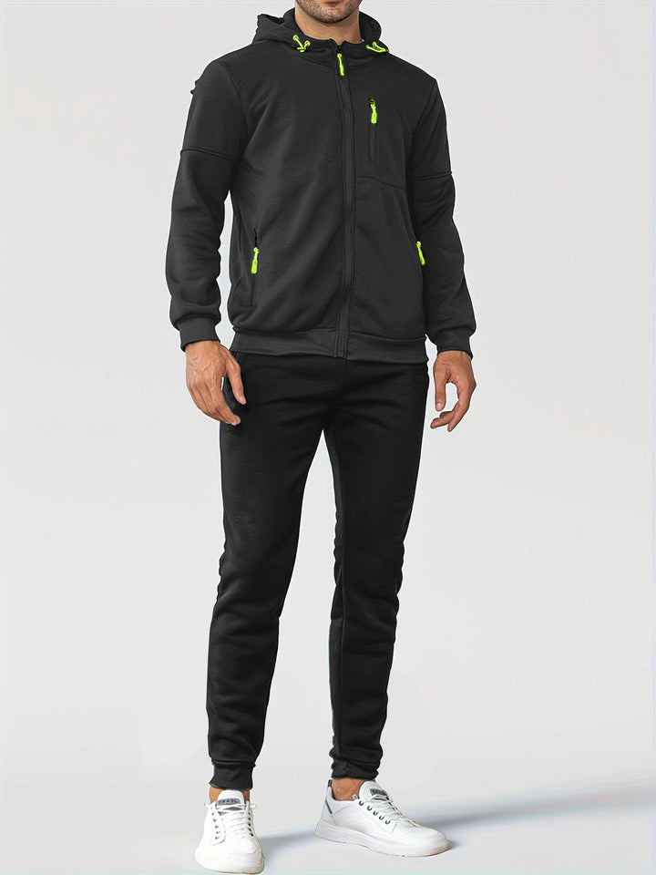 Men's Sporty Sweat Jacket and Jogging Pants Set with Functional Pockets Lisslune