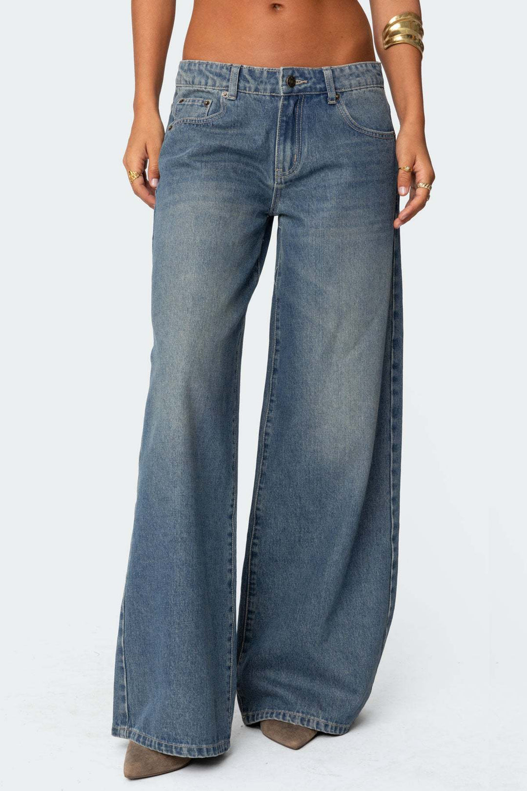 Women's Casual Flared Jeans with Wide Leg Lisslune
