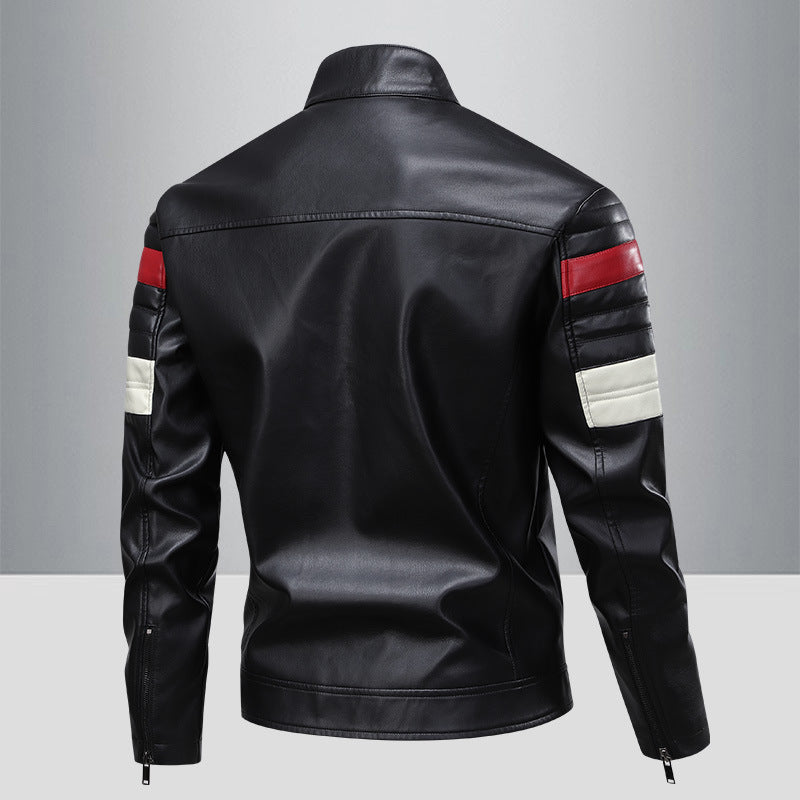 Men's Stylish Biker Jacket with Contrasting Details and Leather Accents Lisslune