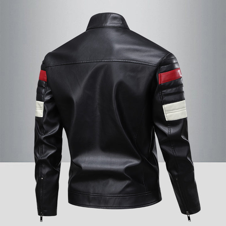 Men's Stylish Biker Jacket with Contrasting Details and Leather Accents Lisslune
