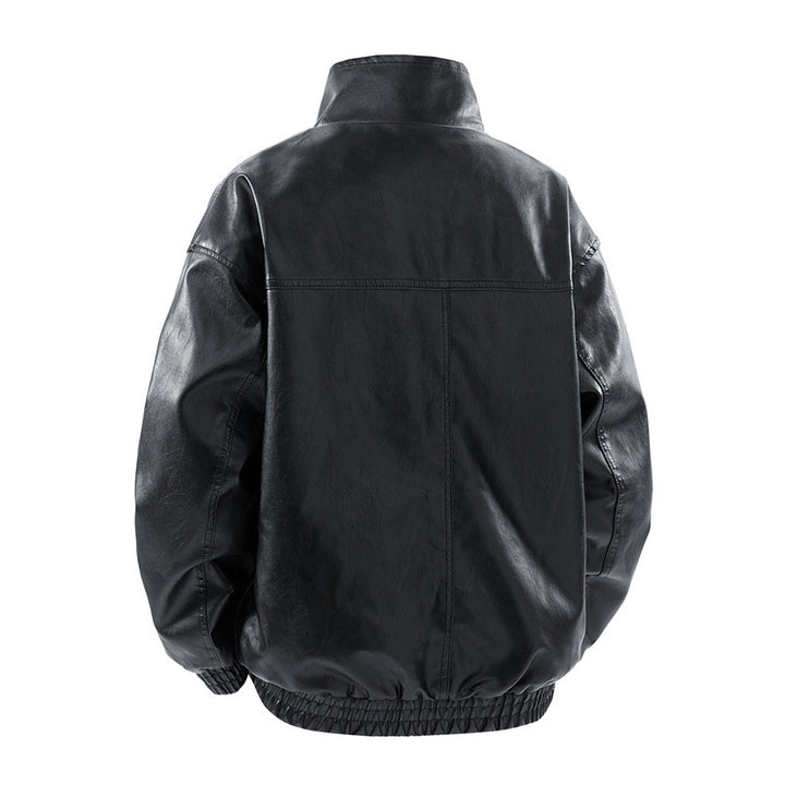 Men's classic synthetic leather jacket with functional pockets Lisslune