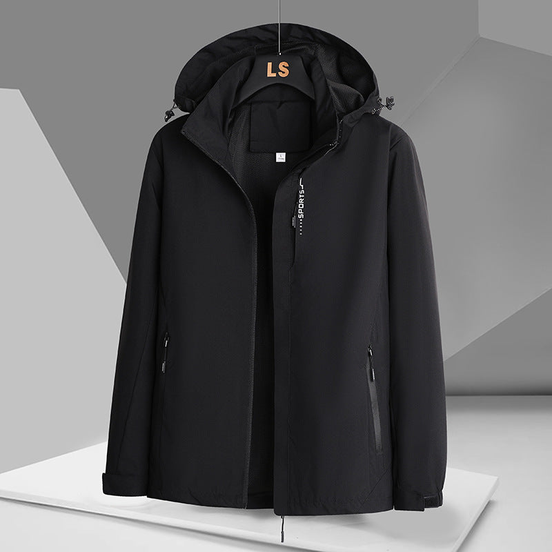Men's sporty transitional jacket with adjustable hood and water-repellent material Lisslune