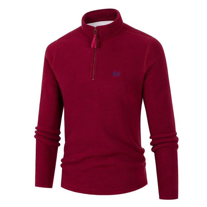 Men's fleece pullover with stand-up collar and zipper Lisslune