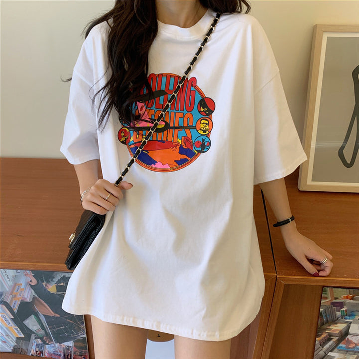 Women’s Graphic T-Shirt Dress with Casual Cut and Modern Design