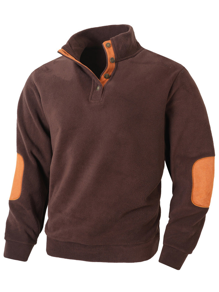Men's comfortable fleece pullover with collar and contrast trim Lisslune