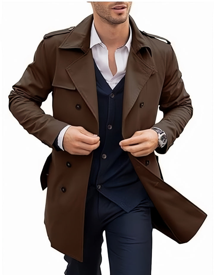 Men's elegant trench coat with textured design and double button placket Lisslune