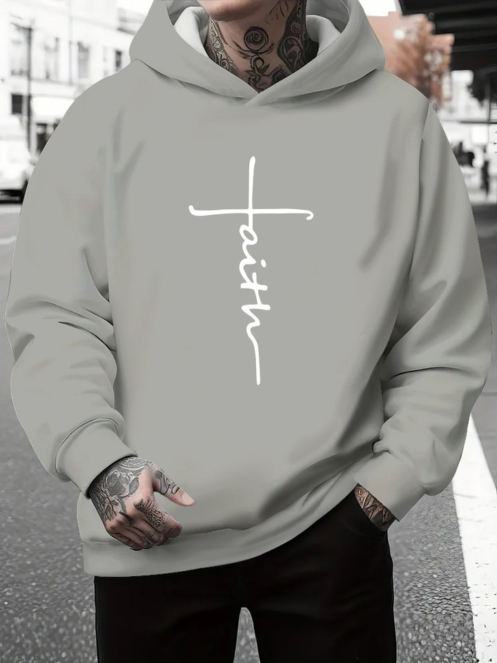 Men's hoodie with subtle gradient look and inspiring lettering Lisslune