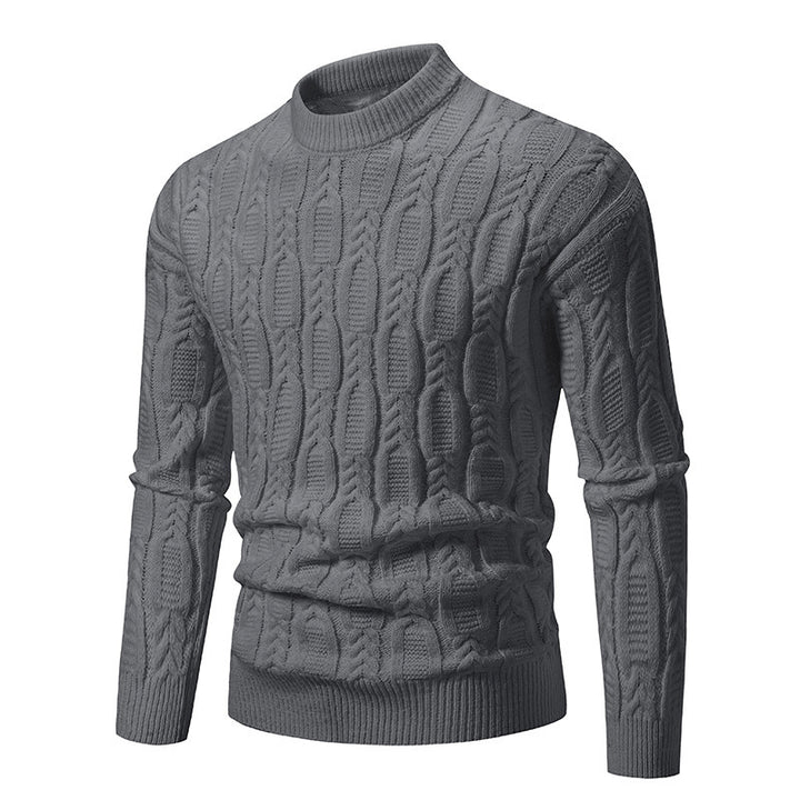 Men's fashionable turtleneck sweater with textured cable pattern Lisslune