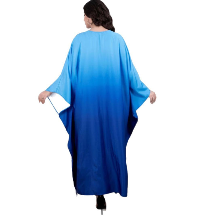Women's maxi dress with flowing watercolor pattern and wide-cut sleeves Lisslune