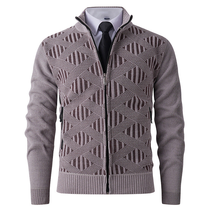 Men's cardigan with textured pattern and high collar Lisslune