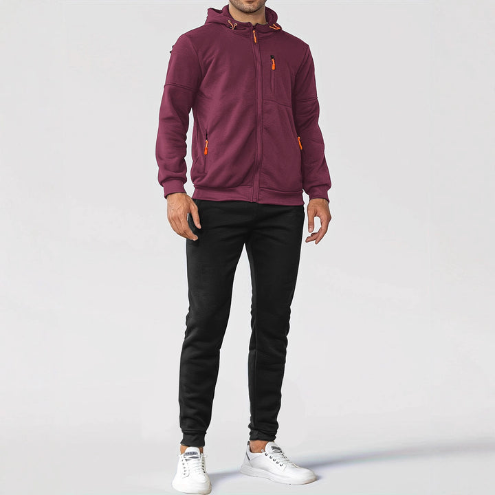 Men's Sporty Sweat Jacket and Jogging Pants Set with Functional Pockets Lisslune