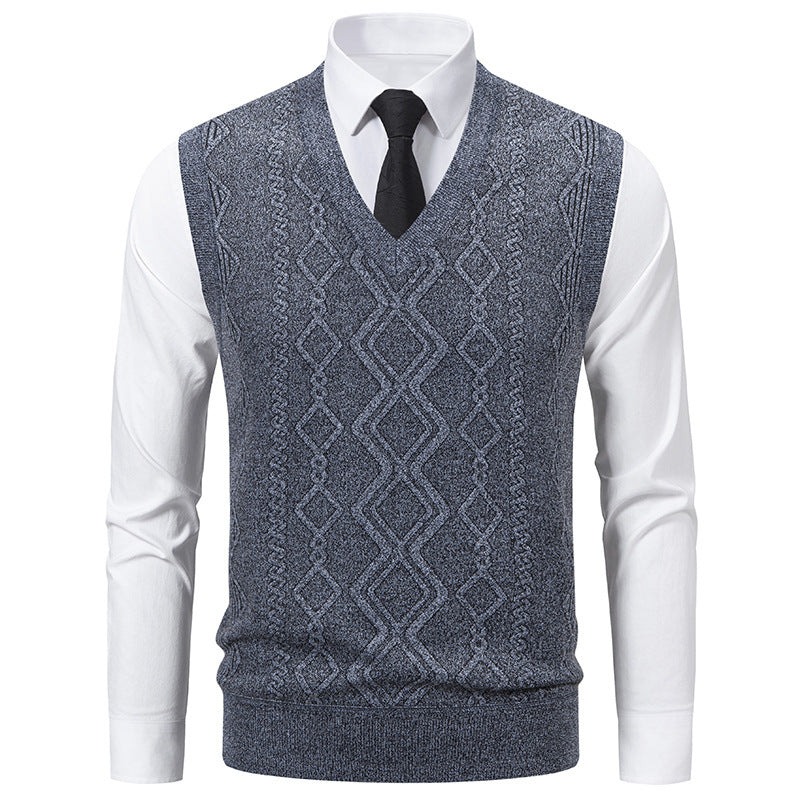 Men's knitted sweater with V-neck and textured cable pattern Lisslune