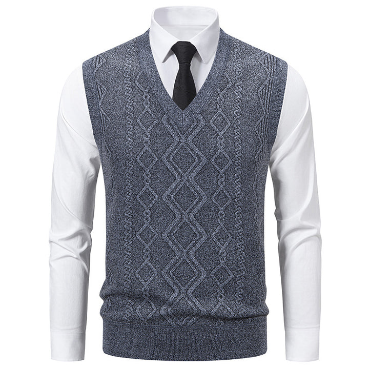 Men's knitted sweater with V-neck and textured cable pattern Lisslune