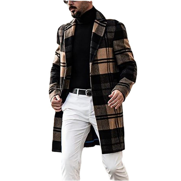 Men's elegant checkered coat with classic cut and double button placket Lisslune