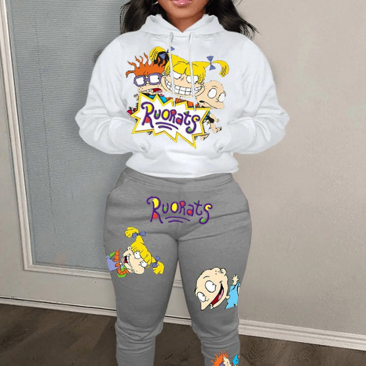 Women's hoodie and jogger set in cartoon style Lisslune