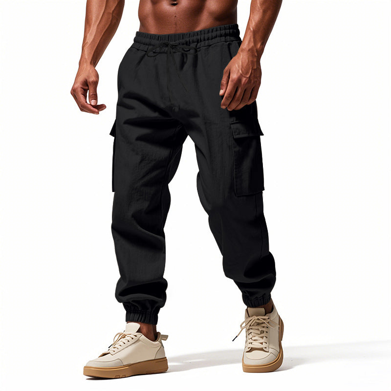 Men's Casual Cargo Pants with Elastic Waistband and Practical Side Pockets Lisslune