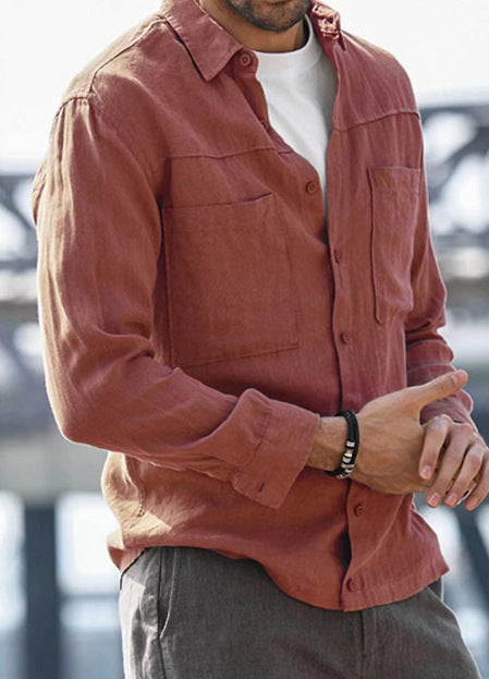 Men's Lightweight Cotton Shirt with Practical Pockets Lisslune