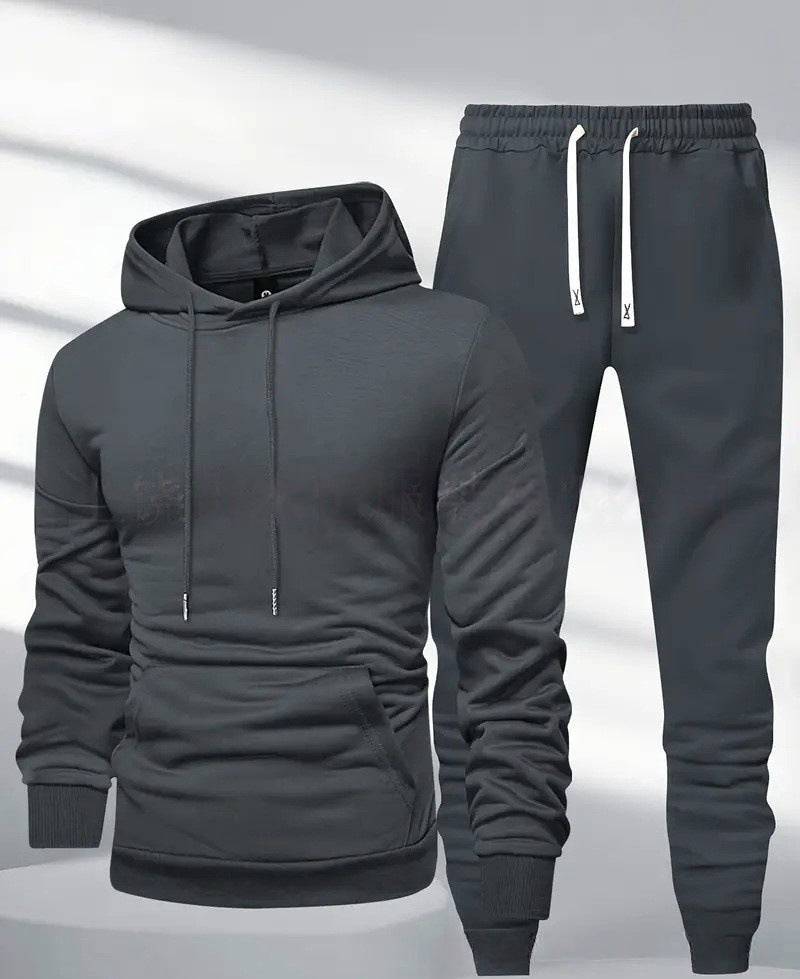 Men's Sporty Sweat Set with Elastic Waistband and Practical Pockets Lisslune